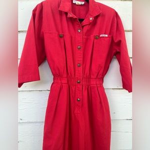 Vintage Women’s Ideas Work Jumpsuit Red Size Medium